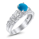 Two Piece Round Natural Stone Bridal Ring