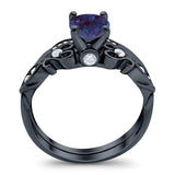 Two Piece Round Natural Stone Filigree Ring