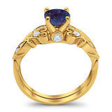 Two Piece Round Natural Stone Filigree Ring