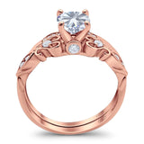 Two Piece Round Natural Stone Filigree Ring