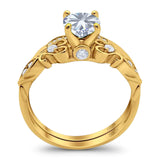 Two Piece Round Natural Stone Filigree Ring