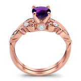Two Piece Round Natural Stone Filigree Ring