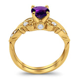 Two Piece Round Natural Stone Filigree Ring