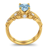 Two Piece Round Natural Stone Filigree Ring