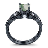 Two Piece Round Natural Stone Filigree Ring