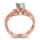 Two Piece Round Natural Stone Filigree Ring