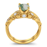 Two Piece Round Natural Stone Filigree Ring
