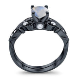 Two Piece Round Natural Stone Filigree Ring