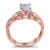 Two Piece Round Natural Stone Filigree Ring