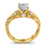 Two Piece Round Natural Stone Filigree Ring
