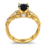 Two Piece Round Natural Stone Filigree Ring