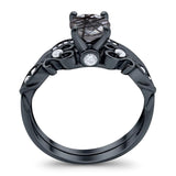 Two Piece Round Natural Stone Filigree Ring