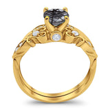 Two Piece Round Natural Stone Filigree Ring