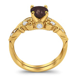 Two Piece Round Natural Stone Filigree Ring
