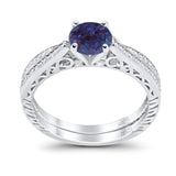 Two Piece Round Natural Stone Bridal Ring