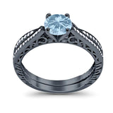 Two Piece Round Natural Stone Bridal Ring
