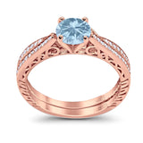 Two Piece Round Natural Stone Bridal Ring