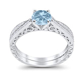 Two Piece Round Natural Stone Bridal Ring