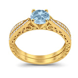Two Piece Round Natural Stone Bridal Ring