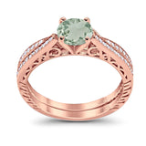 Two Piece Round Natural Stone Bridal Ring