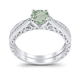 Two Piece Round Natural Stone Bridal Ring