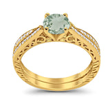 Two Piece Round Natural Stone Bridal Ring