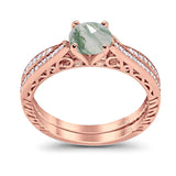 Two Piece Round Natural Stone Bridal Ring