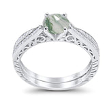 Two Piece Round Natural Stone Bridal Ring