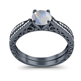 Two Piece Round Natural Stone Bridal Ring