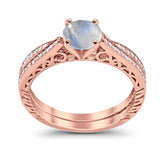 Two Piece Round Natural Stone Bridal Ring