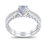 Two Piece Round Natural Stone Bridal Ring
