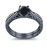 Two Piece Round Natural Stone Bridal Ring