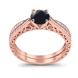 Two Piece Round Natural Stone Bridal Ring