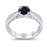 Two Piece Round Natural Stone Bridal Ring