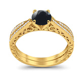 Two Piece Round Natural Stone Bridal Ring