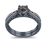 Two Piece Round Natural Stone Bridal Ring