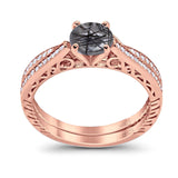 Two Piece Round Natural Stone Bridal Ring