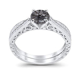 Two Piece Round Natural Stone Bridal Ring