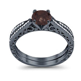 Two Piece Round Natural Stone Bridal Ring