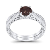 Two Piece Round Natural Stone Bridal Ring