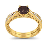 Two Piece Round Natural Stone Bridal Ring