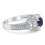 Art Deco Round Natural Stone Leaf Style Ring