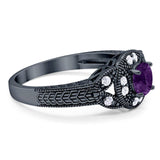 Art Deco Round Natural Stone Leaf Style Ring
