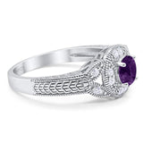 Art Deco Round Natural Stone Leaf Style Ring