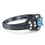 Art Deco Round Natural Stone Leaf Style Ring