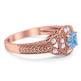 Art Deco Round Natural Stone Leaf Style Ring