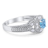 Art Deco Round Natural Stone Leaf Style Ring