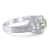 Art Deco Round Natural Stone Leaf Style Ring