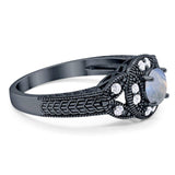 Art Deco Round Natural Stone Leaf Style Ring