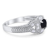 Art Deco Round Natural Stone Leaf Style Ring